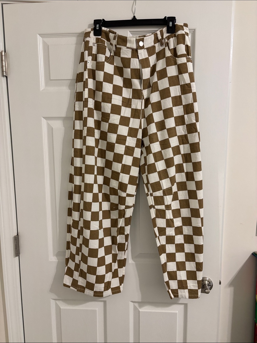 Checkerboard Barrel Jeans